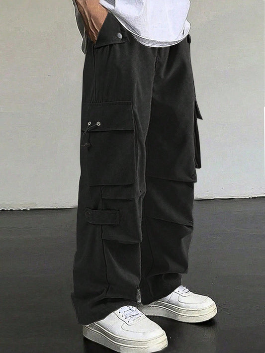 Manfinity Hypemode Loose Fit Solid Colored Cargo Pants for Men