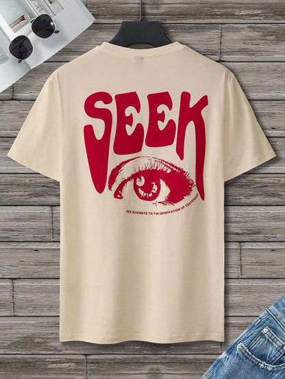 Manfinity Homme Men T-Shirts Fit Crew Neck Short Sleeve Graphic Tee Eye Goth Street Summer Polyester