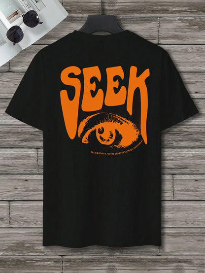 Manfinity Homme Men T-Shirts Fit Crew Neck Short Sleeve Graphic Tee Eye Goth Street Summer Polyester