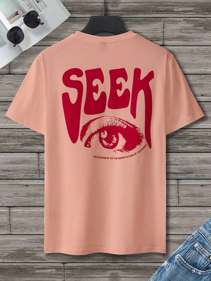 Manfinity Homme Men T-Shirts Fit Crew Neck Short Sleeve Graphic Tee Eye Goth Street Summer Polyester