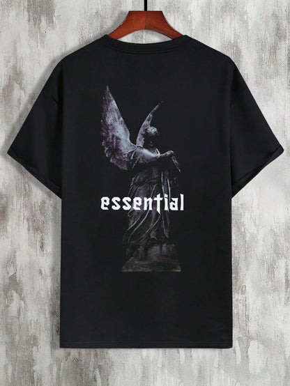 Manfinity Hypemode Men T-Shirts Baggy Crew Neck Drop Shoulder Short Sleeve Graphic Tee Street Summer Polyester