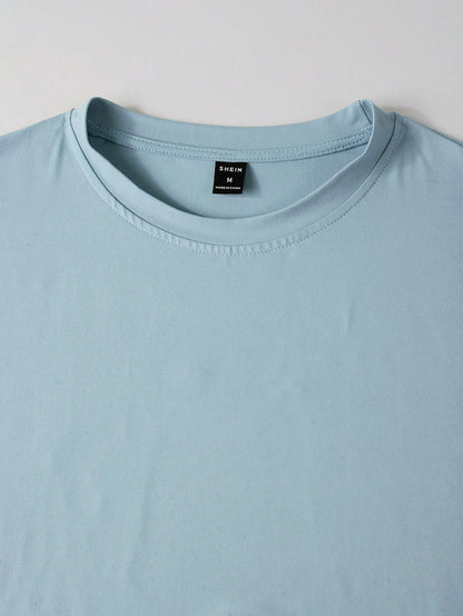 Manfinity RSRT Men T-Shirts Fit Crew Neck Drop Shoulder Short Sleeve Graphic Tee Casual Summer Polyester