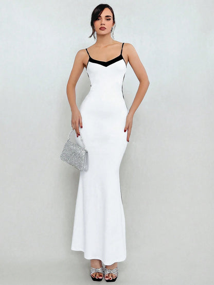 X Jessie Aloruh Color Block Mermaid Hem Cami Dress