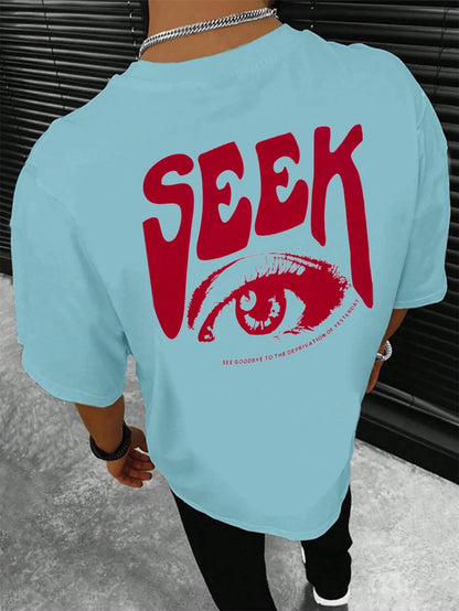 Manfinity Homme Men T-Shirts Fit Crew Neck Short Sleeve Graphic Tee Eye Goth Street Summer Polyester