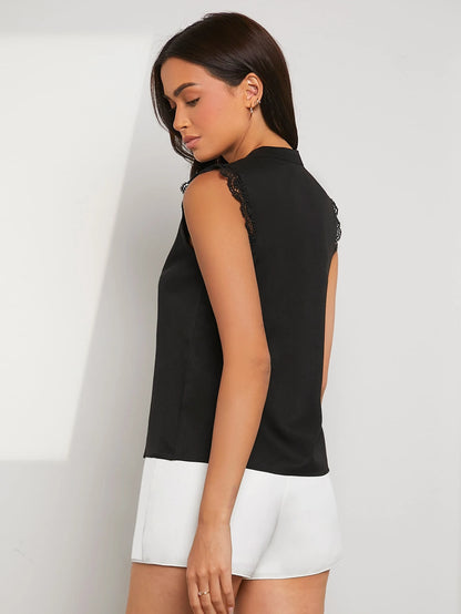 Clasi Guipure Lace Trim Popover Blouse