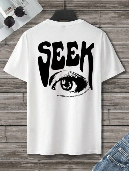Manfinity Homme Men T-Shirts Fit Crew Neck Short Sleeve Graphic Tee Eye Goth Street Summer Polyester
