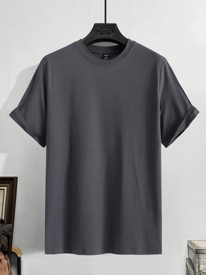 Manfinity RSRT Men T-Shirts Fit Crew Neck Drop Shoulder Short Sleeve Graphic Tee Casual Summer Polyester