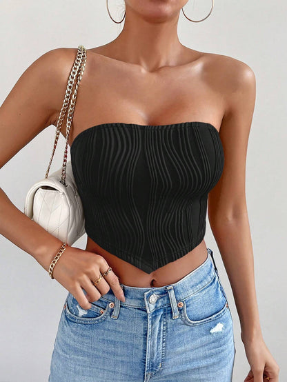 Calvaya Solid Bandana Hem Tube Top