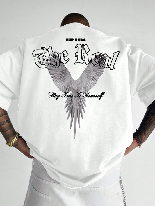Men'S Summer Slogan Pigeon Print round Neck Casual Commuter T-Shirt