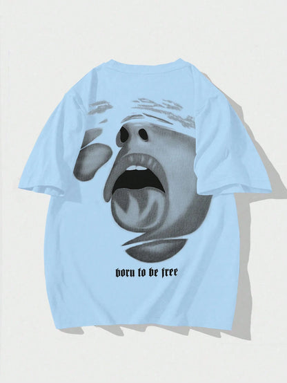 Manfinity EMRG Men Loose Fit Short Sleeve T-Shirt with Character Graphic Print, Street Wear, Boyfriend Gift