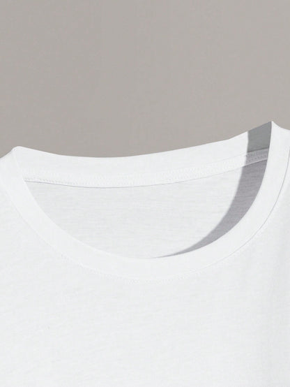 Men'S Summer Slogan Pigeon Print round Neck Casual Commuter T-Shirt