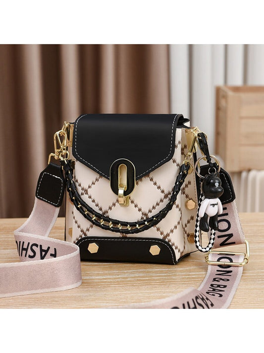 Mini Geometric Patterned Faux Pearl Embellished Women'S Shoulder Bag Portable,Money,Cash White-Collar Workers,For Female,For Women College,Work, Business, Commute,Office,For Anniversary,For Birthday Gift,On Valentine Day Gift, Best Mother'S Day Gift Ideas, Mother Day Gifts, Mom Gifts, Mommy'S Essentials, Mommy Bag for Going Out