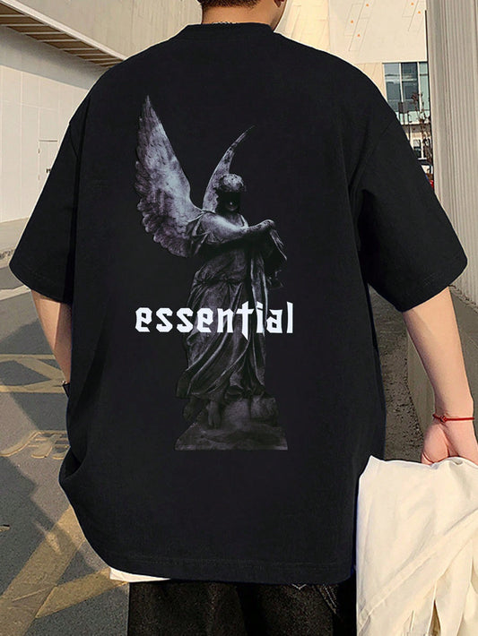 Manfinity Hypemode Men T-Shirts Baggy Crew Neck Drop Shoulder Short Sleeve Graphic Tee Street Summer Polyester