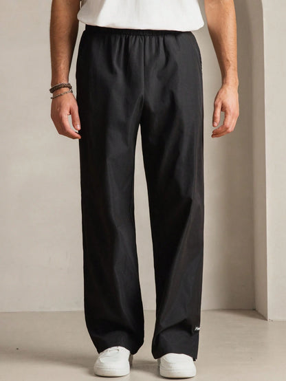 Manfinity VCAY Men'S Woven Casual Daily Relaxed Fit Solid Color Elastic Waist Straight Leg Pants
