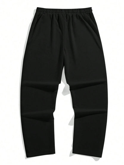 Manfinity EMRG Men'S Casual Spider Web & Letter Printed Sweatpants with Drawstring Waist and Slant Pockets, Halloween Graphic Going Out Long Baggy Sweatpants, for Husband, Boyfriend Gifts, for Rave