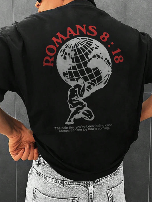 2025 Men'S Casual round Neck Short Sleeve T-Shirt with Slogan Print, Summer