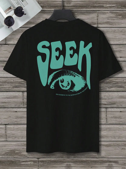 Manfinity Homme Men T-Shirts Fit Crew Neck Short Sleeve Graphic Tee Eye Goth Street Summer Polyester