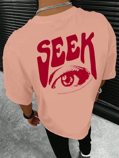 Manfinity Homme Men T-Shirts Fit Crew Neck Short Sleeve Graphic Tee Eye Goth Street Summer Polyester