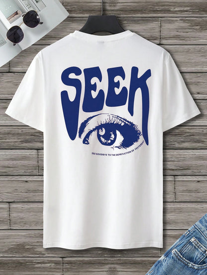 Manfinity Homme Men T-Shirts Fit Crew Neck Short Sleeve Graphic Tee Eye Goth Street Summer Polyester