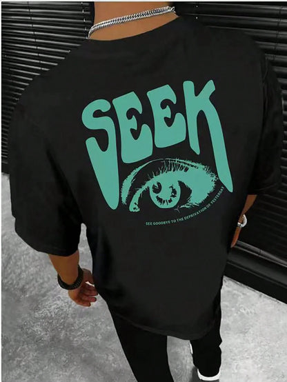 Manfinity Homme Men T-Shirts Fit Crew Neck Short Sleeve Graphic Tee Eye Goth Street Summer Polyester