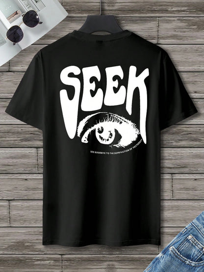 Manfinity Homme Men T-Shirts Fit Crew Neck Short Sleeve Graphic Tee Eye Goth Street Summer Polyester
