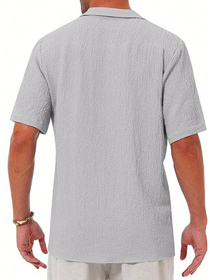Men'S Slim Fit Cuban Collar Short Sleeve Guayabera Shirt, Casual Summer Wedding Beach Top
