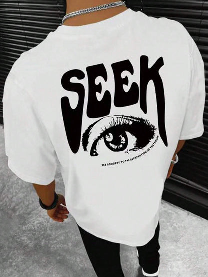 Manfinity Homme Men T-Shirts Fit Crew Neck Short Sleeve Graphic Tee Eye Goth Street Summer Polyester