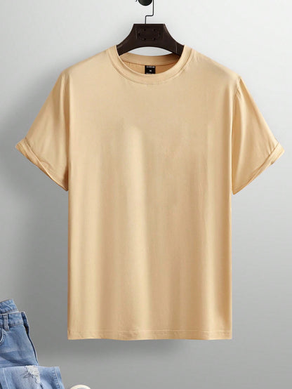 Manfinity RSRT Men T-Shirts Fit Crew Neck Drop Shoulder Short Sleeve Graphic Tee Casual Summer Polyester
