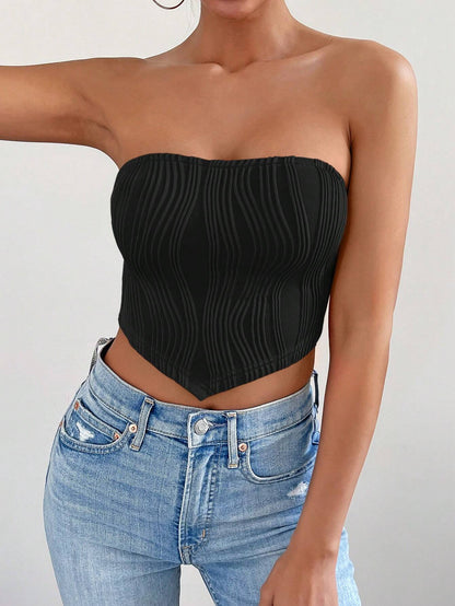 Calvaya Solid Bandana Hem Tube Top