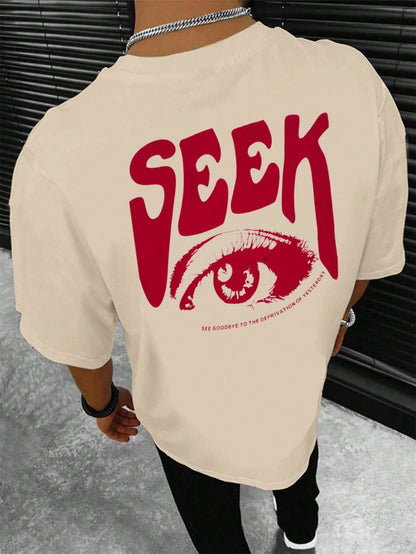 Manfinity Homme Men T-Shirts Fit Crew Neck Short Sleeve Graphic Tee Eye Goth Street Summer Polyester