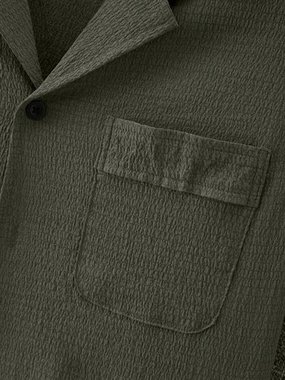 Manfinity Casualcool Men Solid Button up Pocket Patched Shirt