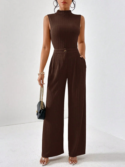 Firerie Women'S Stand Collar Vest and Wide Leg Pants Set