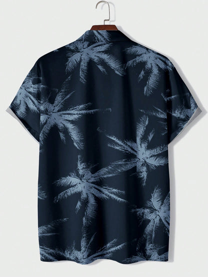 Manfinity Dauomo Men'S Plant Print Short Sleeve Shirt