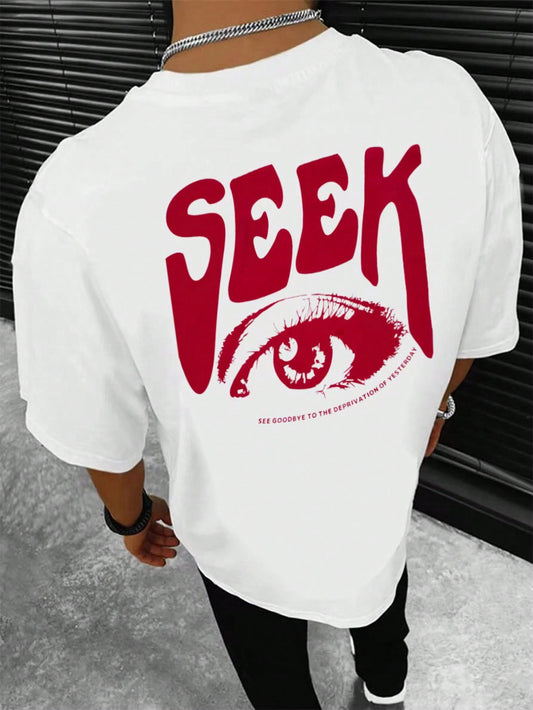 Manfinity Homme Men T-Shirts Fit Crew Neck Short Sleeve Graphic Tee Eye Goth Street Summer Polyester